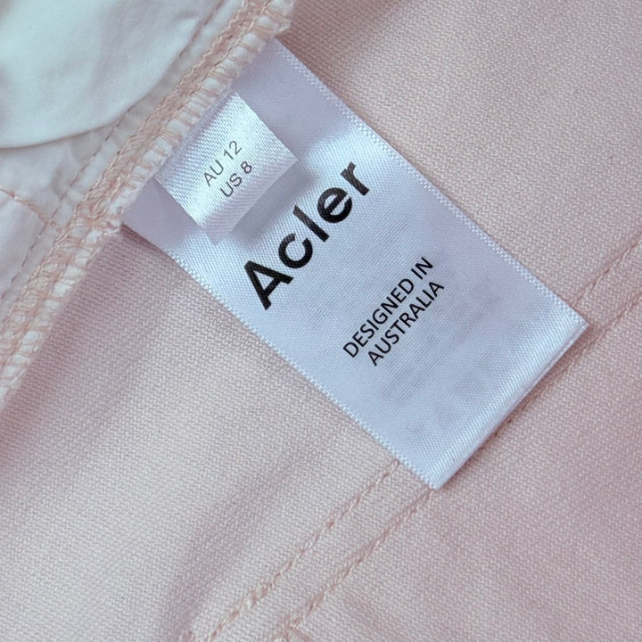 Acler Exposed Button Ivory High Rise Jeans -Size 12
