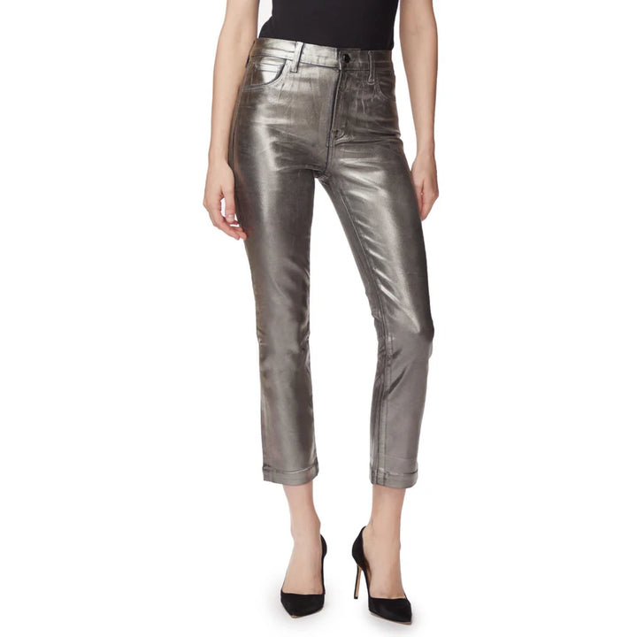 J Brand Metallic  'Ruby' High Rise Crop Cigarette