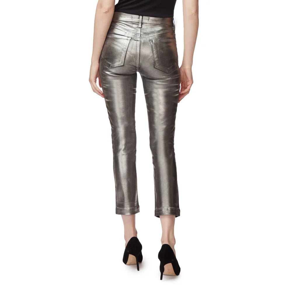 J Brand Silver Silver Galactic  'Ruby' High Rise Crop Cigarette