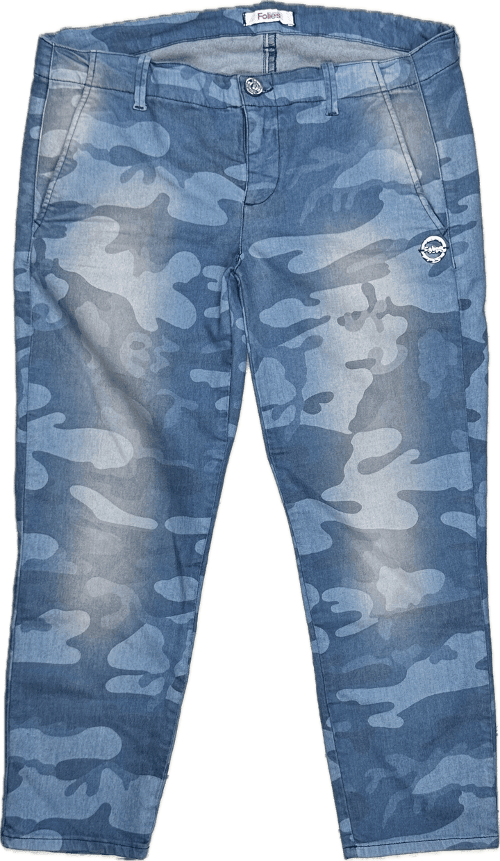 Blugirl Folies Blue Camouflage Print Capri Pants -Size 32 - Jean Pool