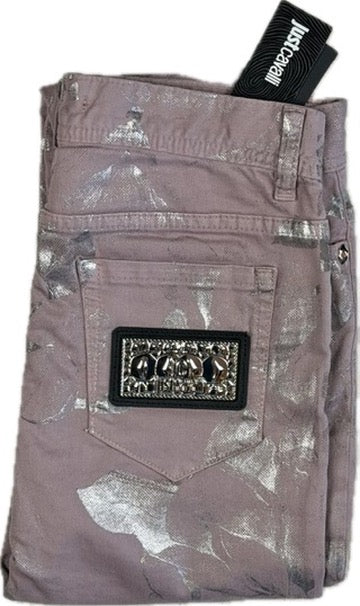 NWT- Just Cavalli Italy Ladies Lavender/Silver Jeans - Size 26"