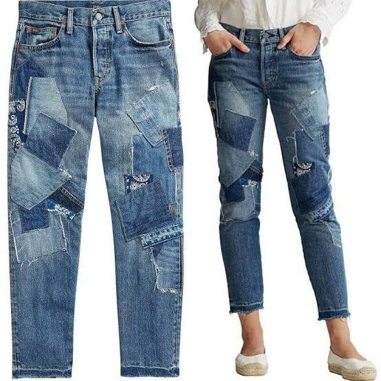 NWT-Ralph Lauren 'Avery Boyfriend' Patchwork Denim Jeans - Size 28
