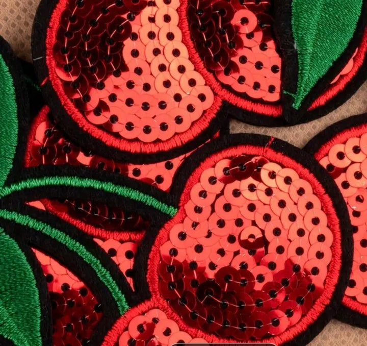 Cherries- Embroidered Sequin Patch - Jean Pool