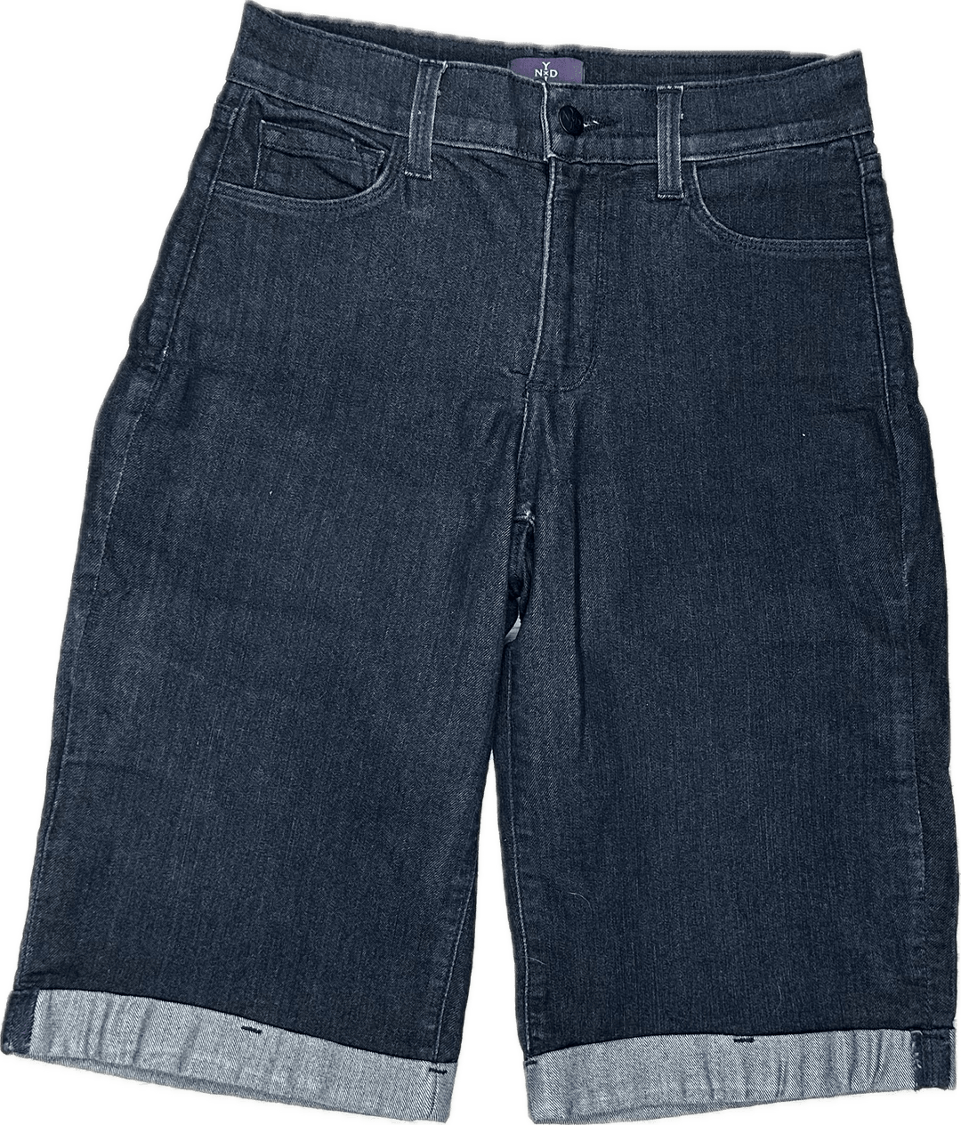 NYDJ - Lift & Tuck Blue Long Cuffed Shorts -Size 0US suit 6AU - Jean Pool