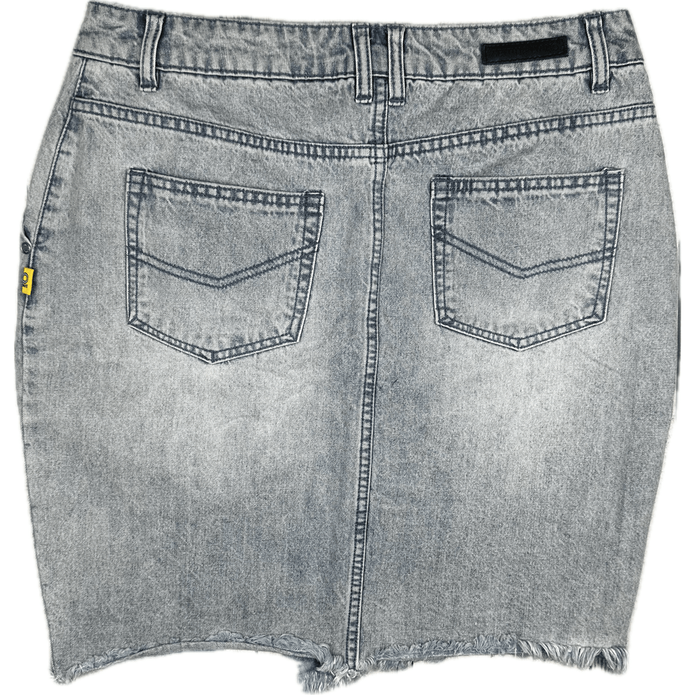 Bettina Liano Assymetrical Zip Denim Skirt - Size 12 - Jean Pool