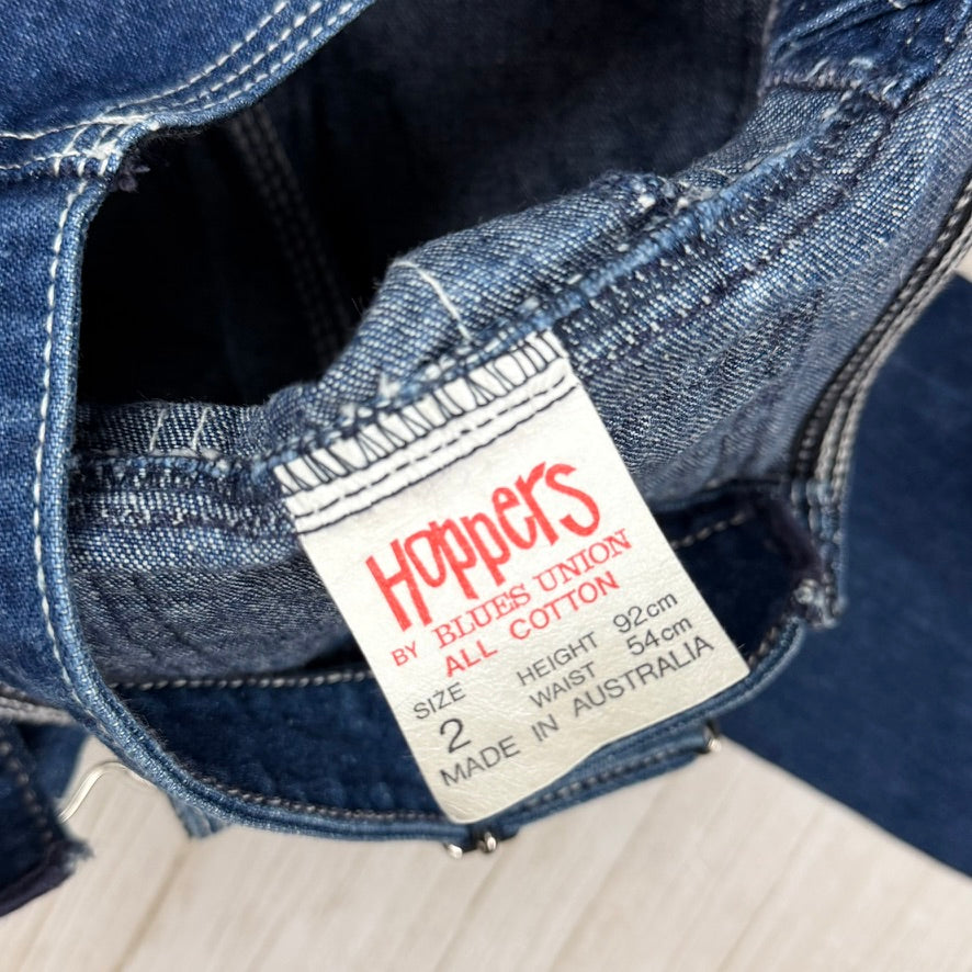 Vintage 1970's 'Hoppers' Australian Made Dungaree Overalls - Size 2Y
