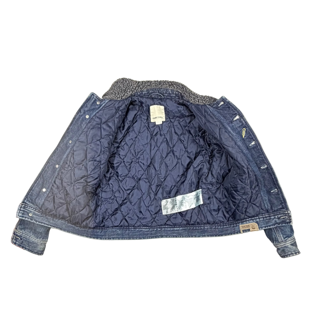 Diesel Kids Embroidered Logo Back Denim Jacket  - Size 6-8Y