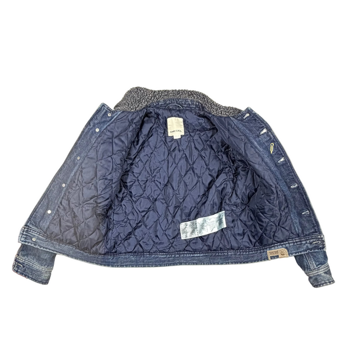 Diesel Kids Embroidered Logo Back Denim Jacket  - Size 6-8Y