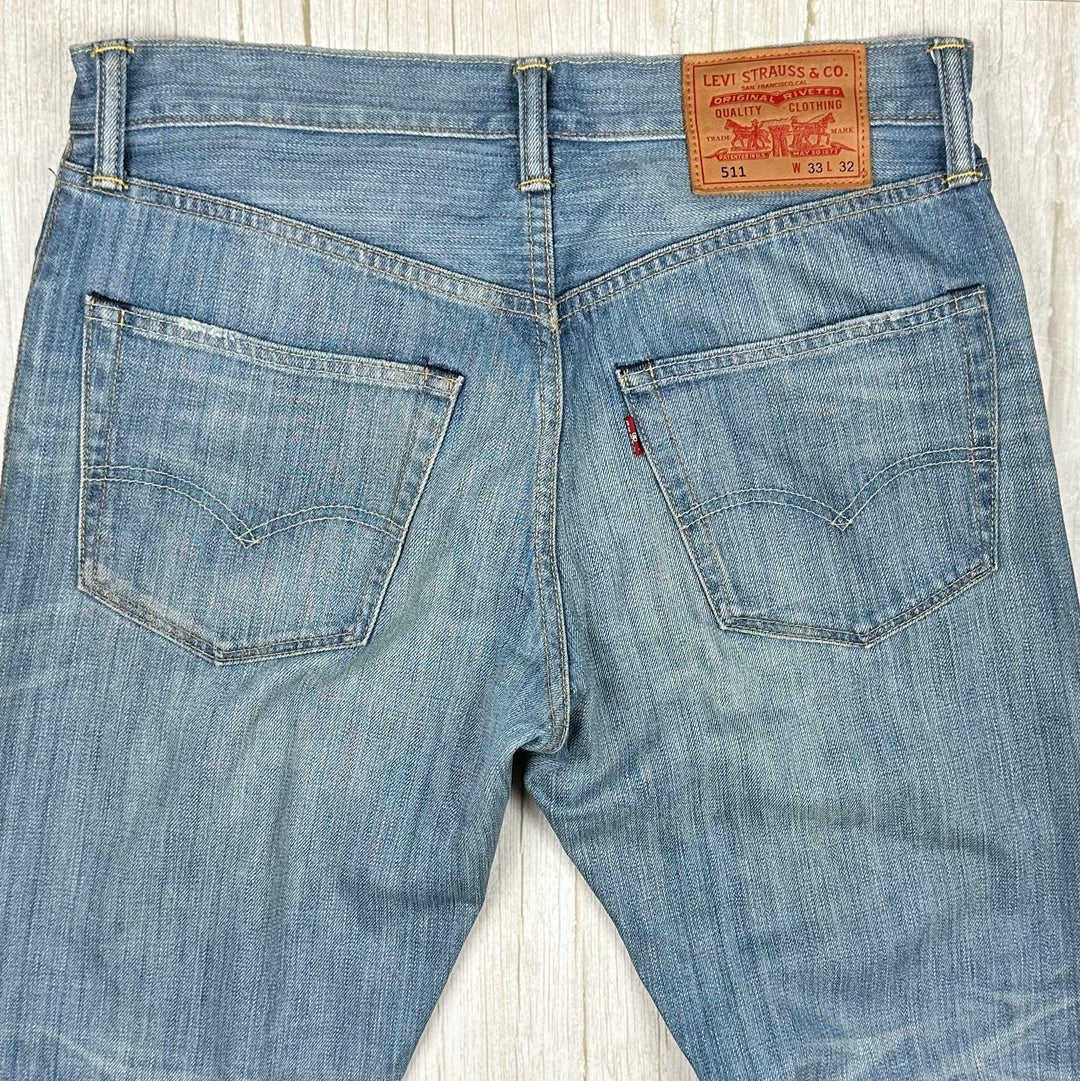 Levis Slim Straight 511 Men's Denim Jeans - Size 33/32 - Jean Pool