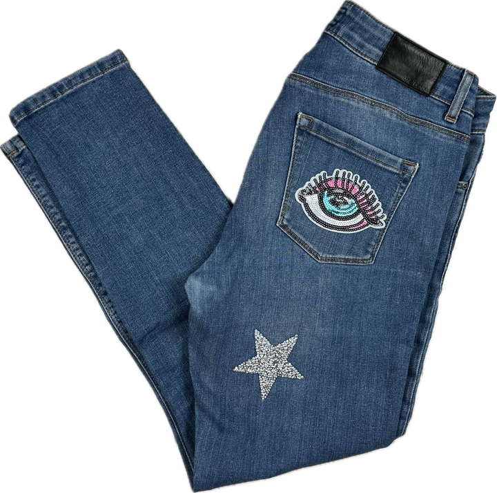 Reworked Jag 'Joey' Mid Rise- Embroidered Patches - Size 29