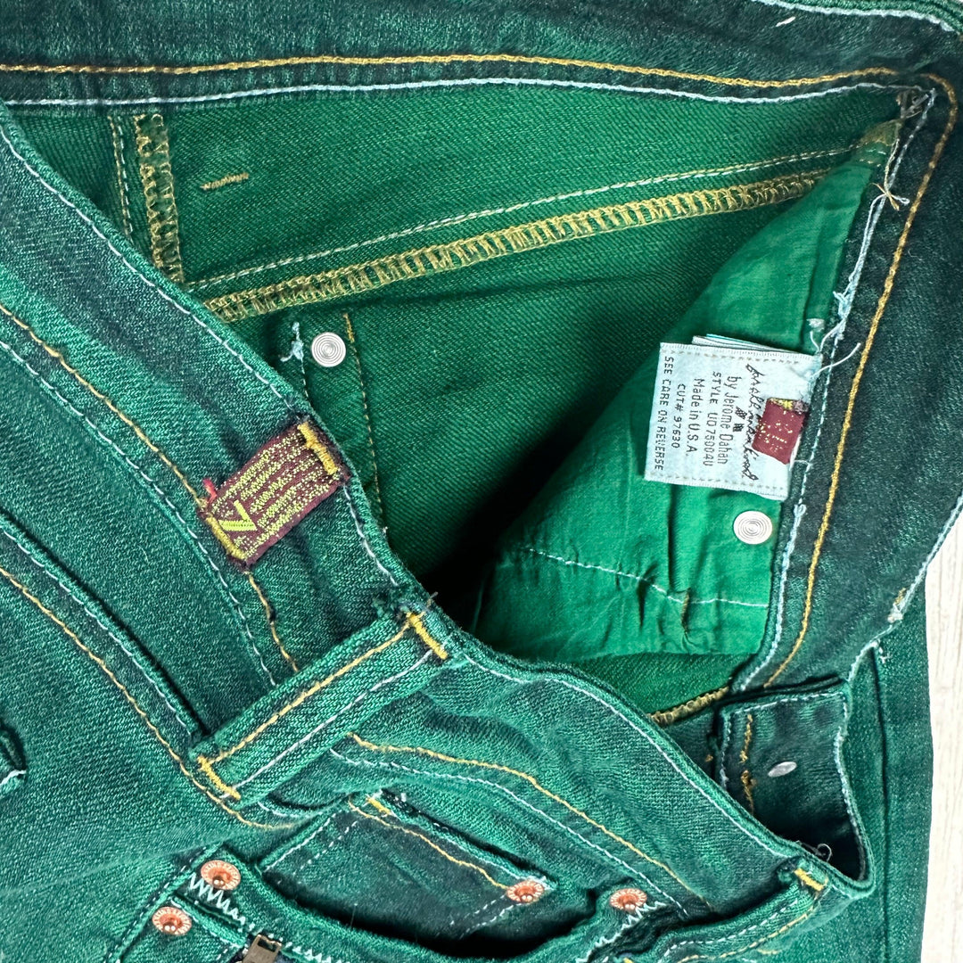 7 for all Mankind Green Garment Dyed Low Rise Y2K Jeans -Size 29 - Jean Pool