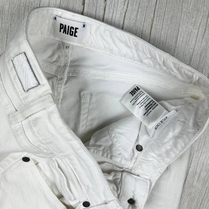 Paige Denim 'Kylie Crop' White Stretch Jeans- Size 27