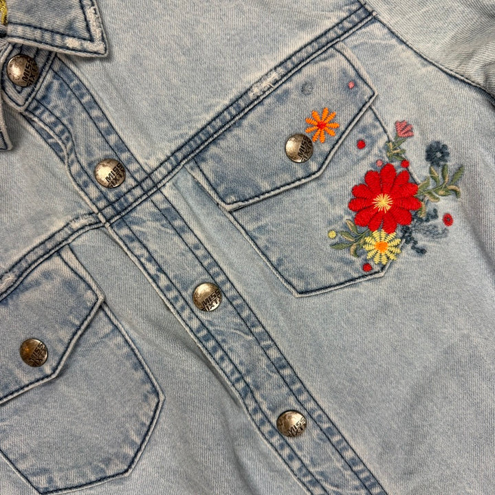 Miss Sixty Denim Embroidered Short Romper Playsuit - Size S