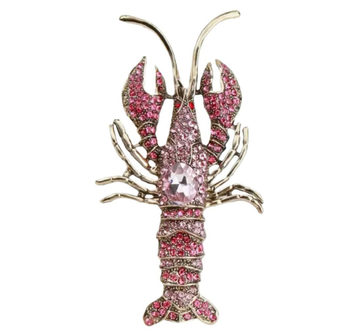 Lobster Pink Sparkle Brooch Large