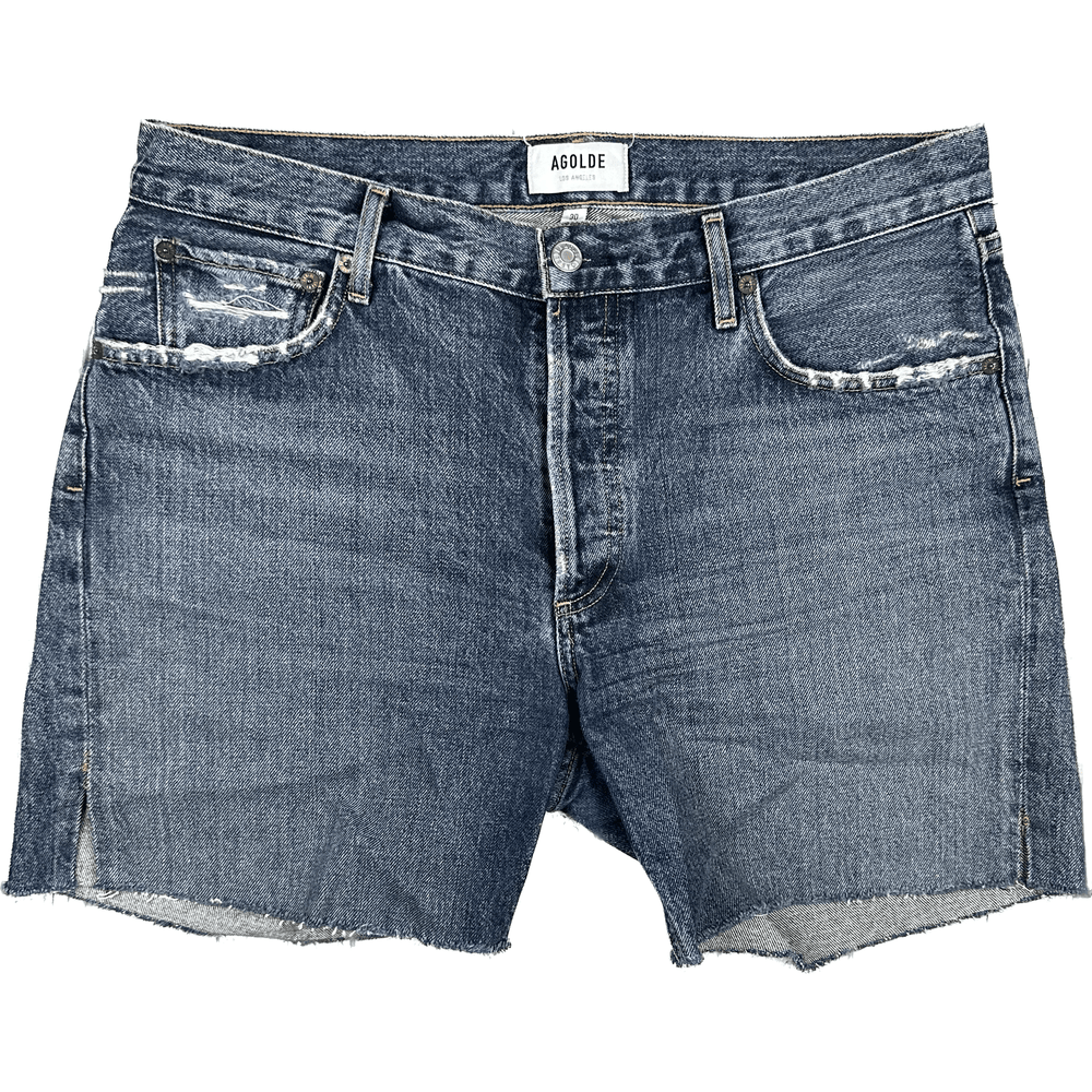 AGOLDE 'Rumi' Boyfriend Denim Shorts- Size 30 - Jean Pool