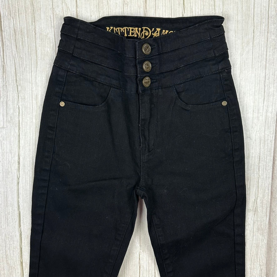 Kitten D'Amour High Skinny Exposed Button Black Jeans- Size 24
