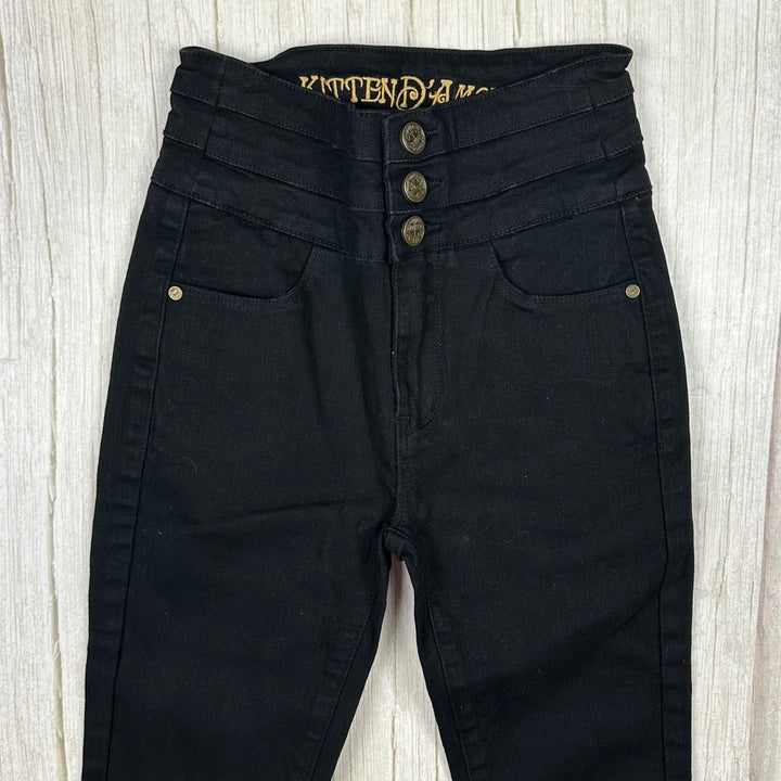 Kitten D'Amour High Skinny Exposed Button Black Jeans- Size 24