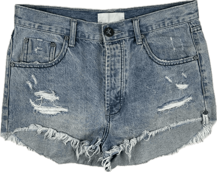 One Teaspoon 'Outlaws' Destroyed Denim Shorts  - Size 28