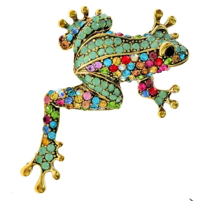 Jewelled Gold Frog Brooch - Jean Pool