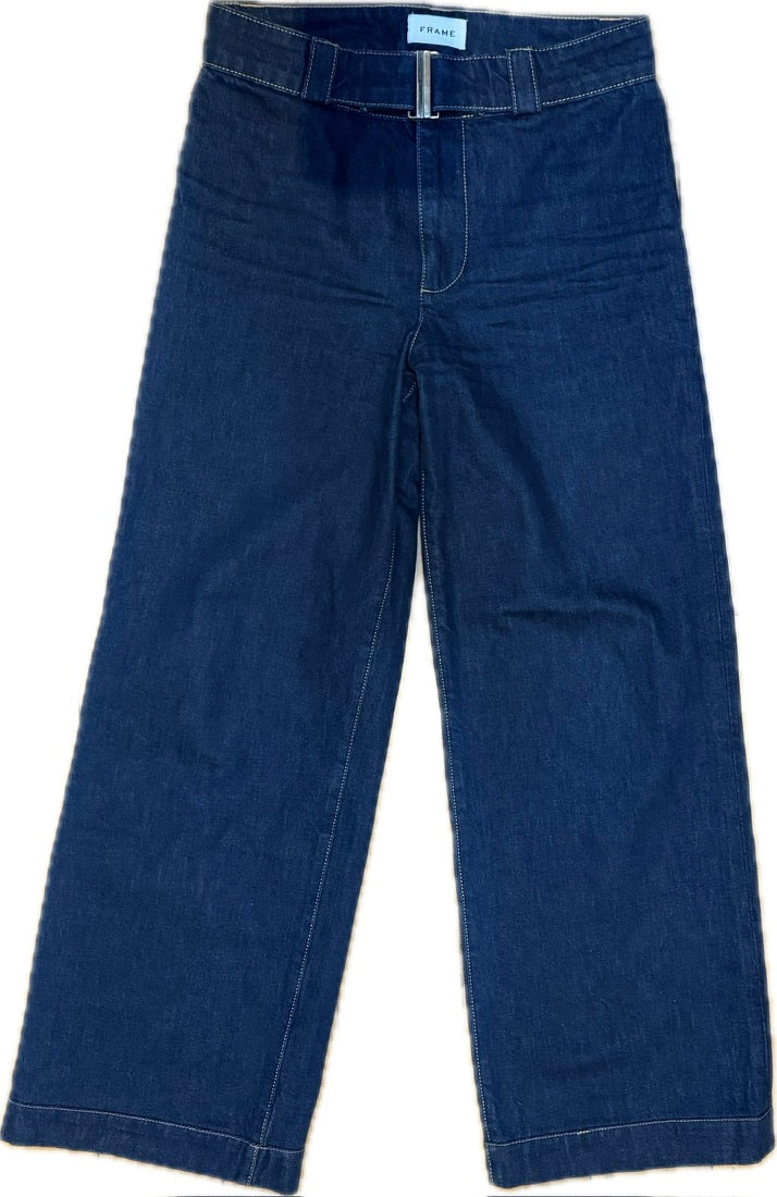 Frame Denim USA Wide Leg Belted Trouser Jeans- Size 28