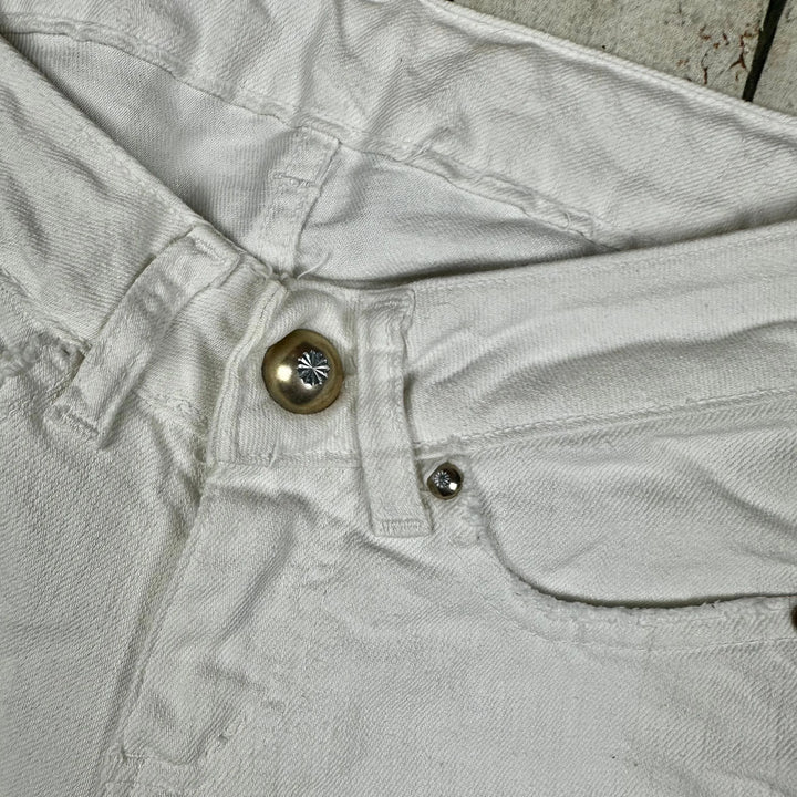 NEW- Italian Peperosa Girls White Crop Jeans - Size 10 - Jean Pool