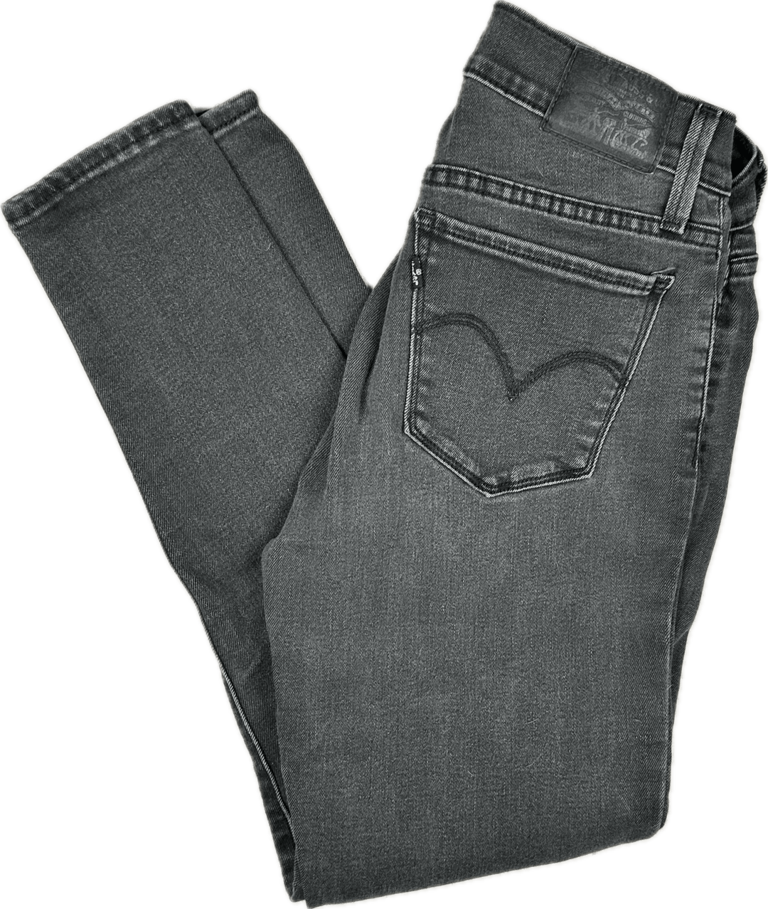 Levis 710 Super Skinny Mid Rise Faded Black Jeans - Size 28 - Jean Pool