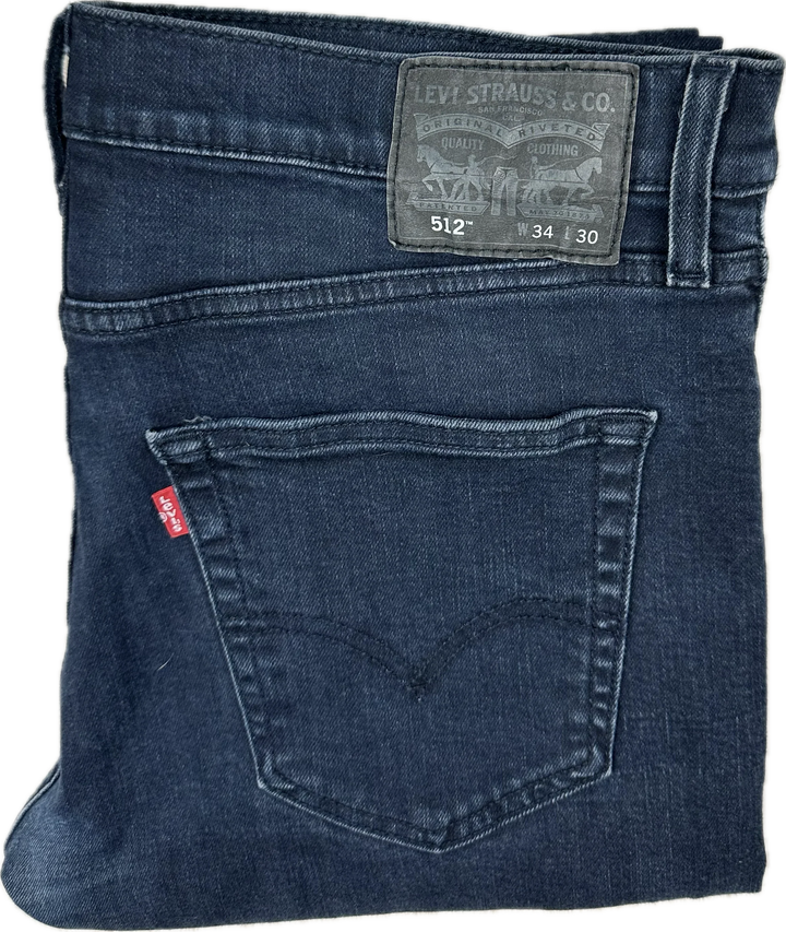 Levis 512 Dark Navy Tapered Mens Jeans - Size 34S