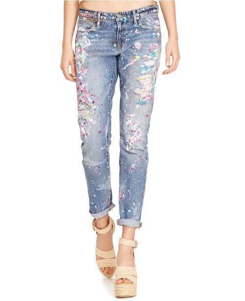 Ralph Lauren 'Astor' Slim Boyfriend Paint Splatter Jeans - Size 26 - Jean Pool