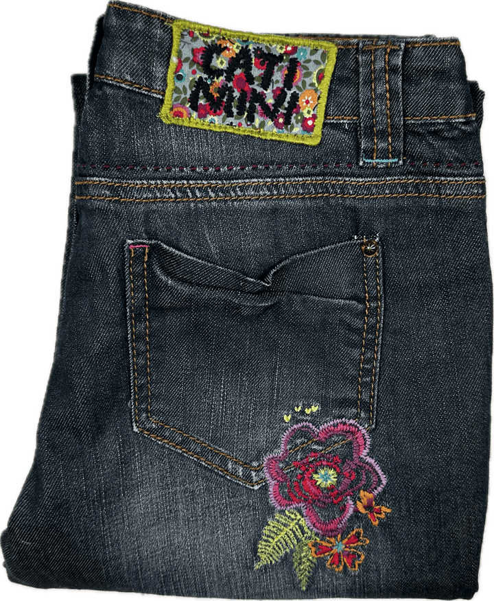 NWT- Catimini Girls Embroidered Crop Jeans - Size 14Y