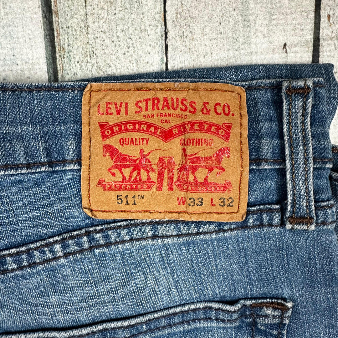 Levis Slim Straight 511 Men's Denim Jeans - Size 33/32 - Jean Pool