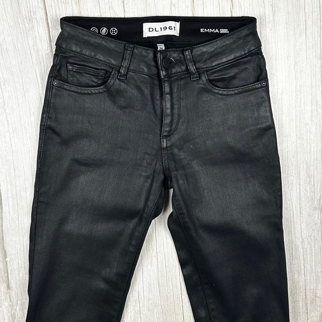 DL1961 'Emma' Black Coated Power Skinny Jeans -Size 24" - Jean Pool