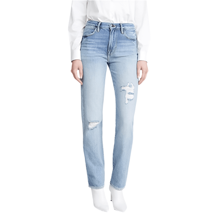 NWT- Frame Denim 'Le Hollywood' Straight Distressed Jeans RRP $445 -Size 25