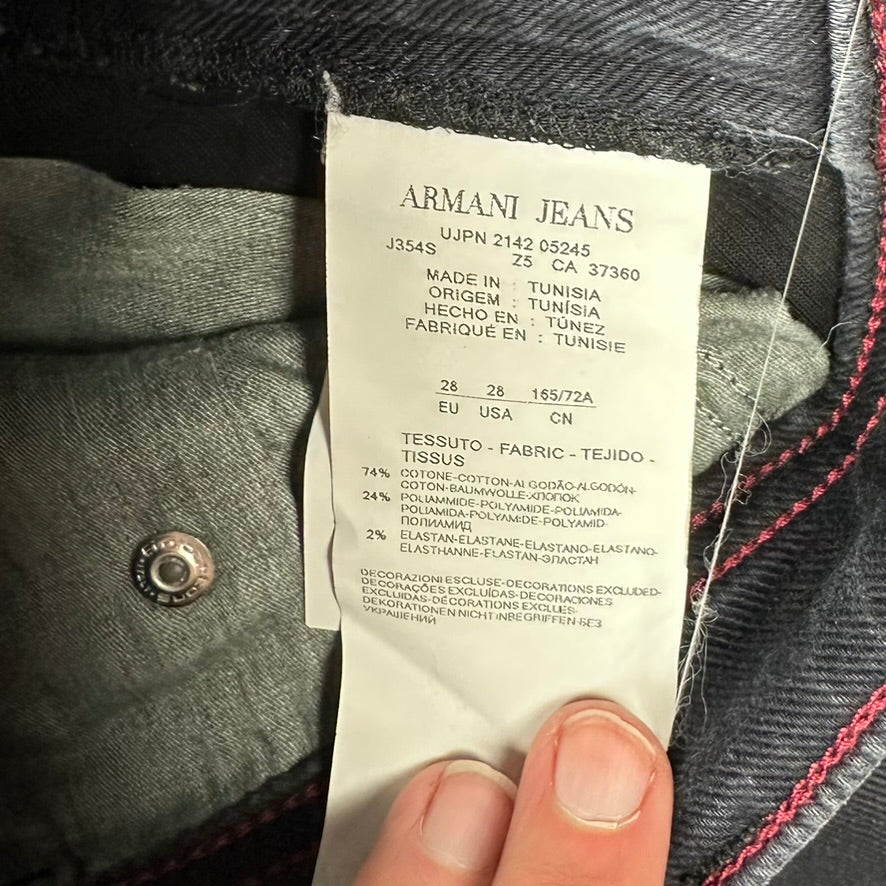 Armani Jeans Black Stretch Low Rise Slim Fit Jeans -Size 28
