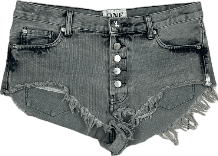 One Teaspoon 'Rollers' Exposed Button Fly Denim Shorts - Size 27" - Jean Pool
