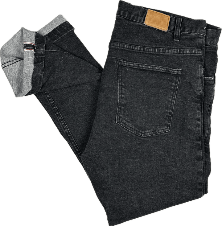 Flannel Mens Selvedge Black Jeans -Size 36