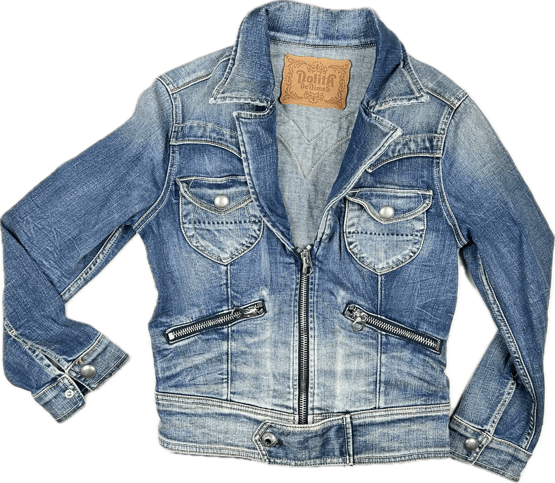 Nolita Italian Denim Jean Biker Jacket - Suit Size M - Jean Pool