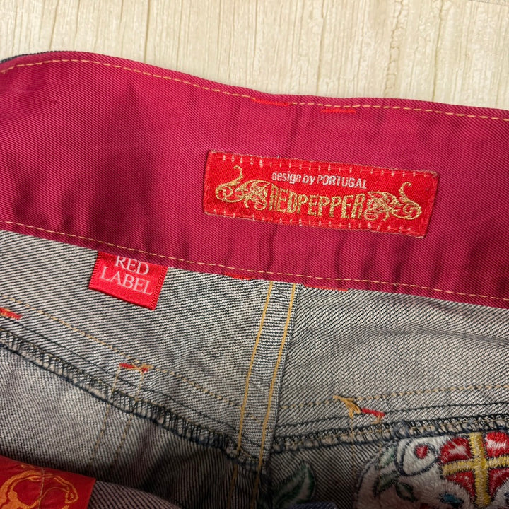 Red Pepper Japan Y2K Embroidered  Ladies Low Rise Boot Jeans - XS