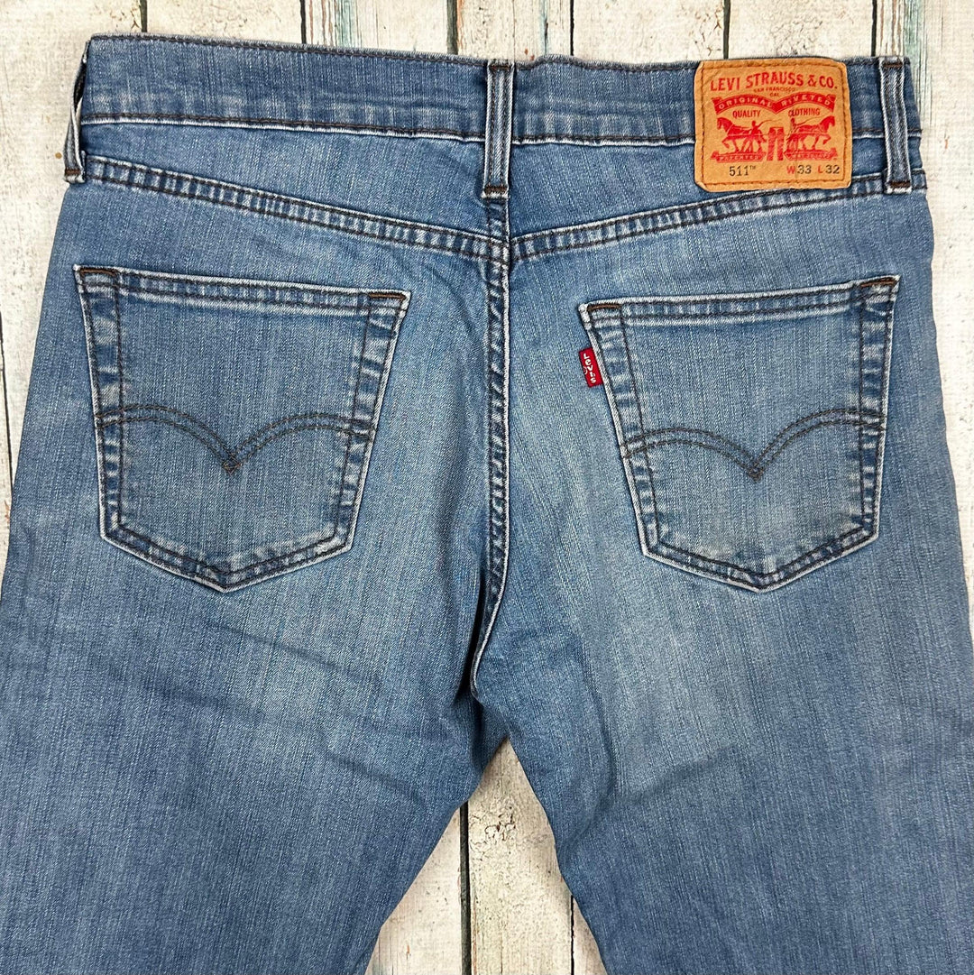 Levis Slim Straight 511 Men's Denim Jeans - Size 33/32 - Jean Pool