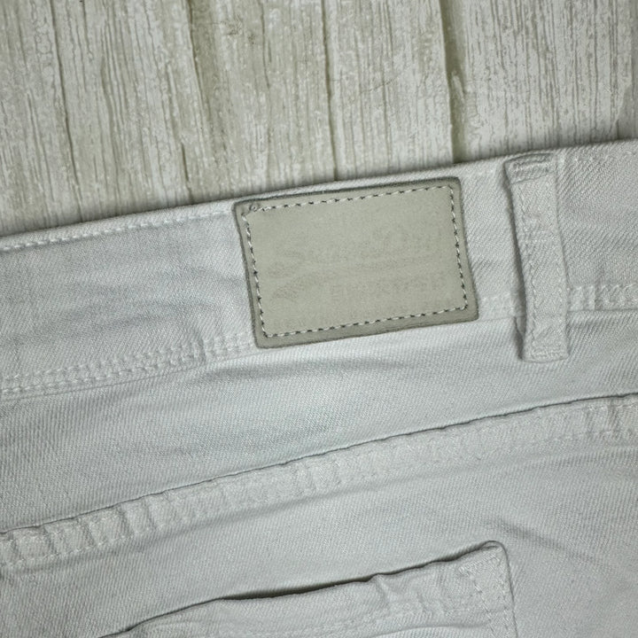 Superdry White Lace Trim Denim Shorts -Size 28