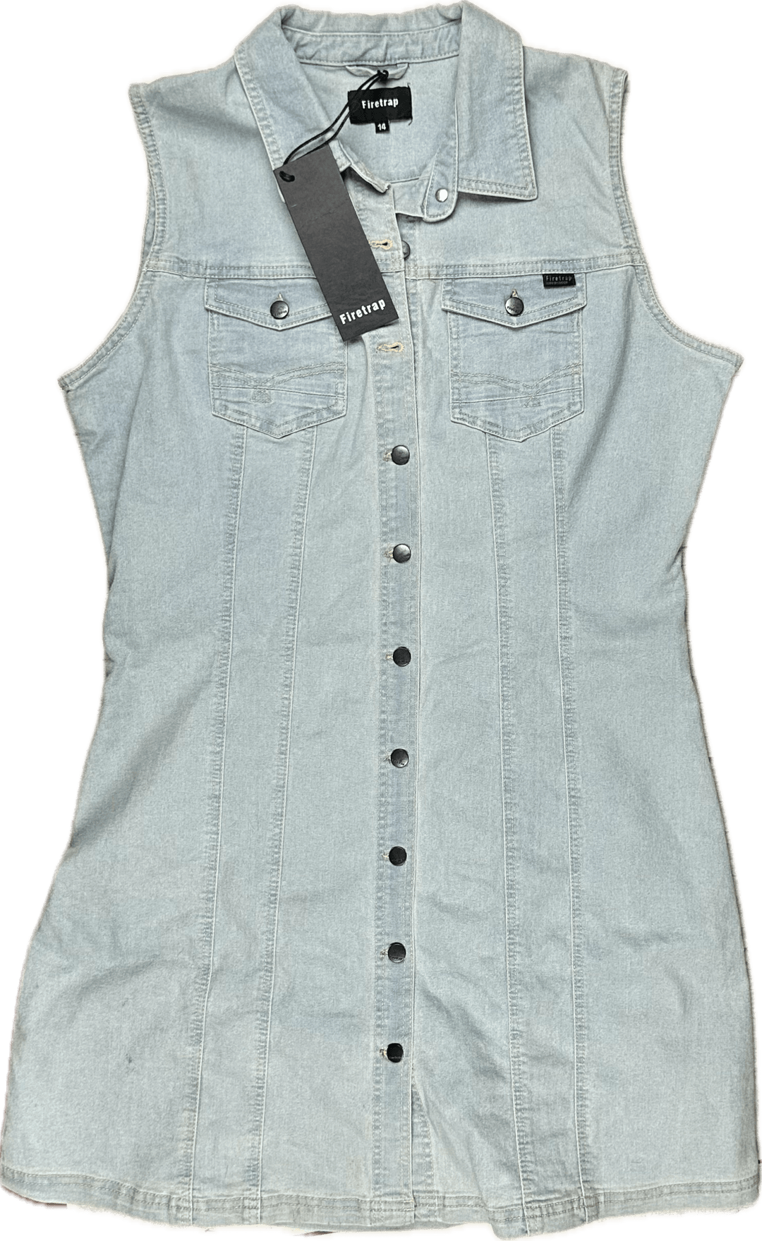 NWT- Firetrap Denim Sleeveless shirt Dress Size - 14 - Jean Pool