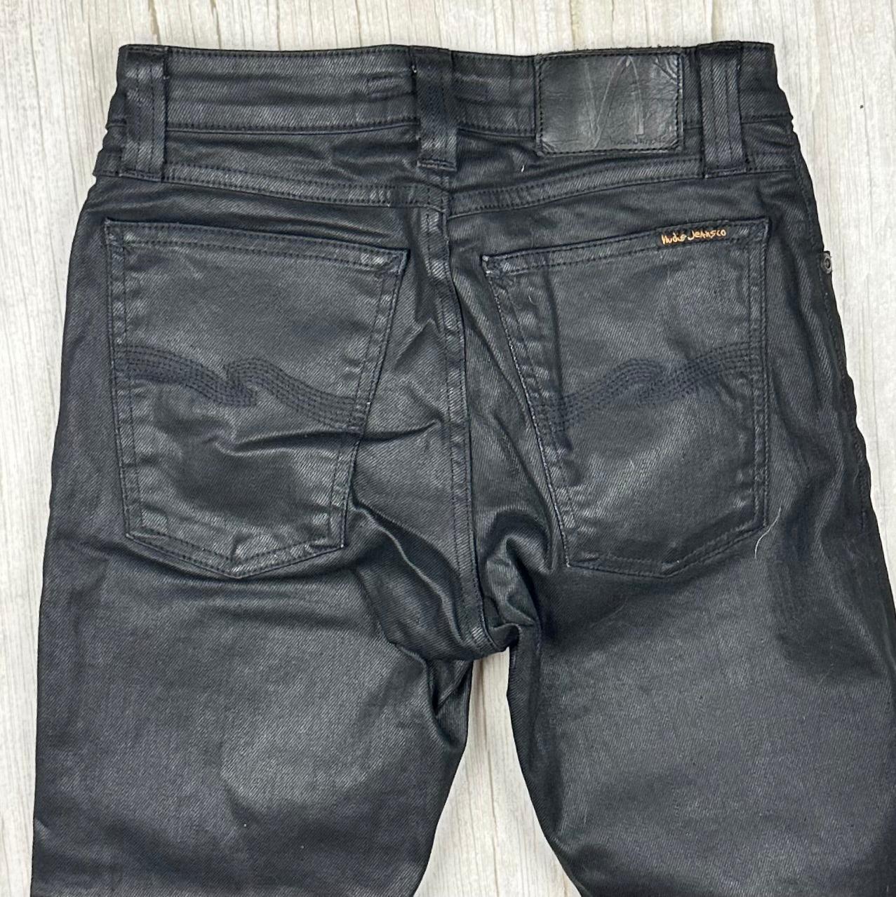 Nudie 'Skinny Sam' Back in Black Wash Coated Denim Jeans- Size 25