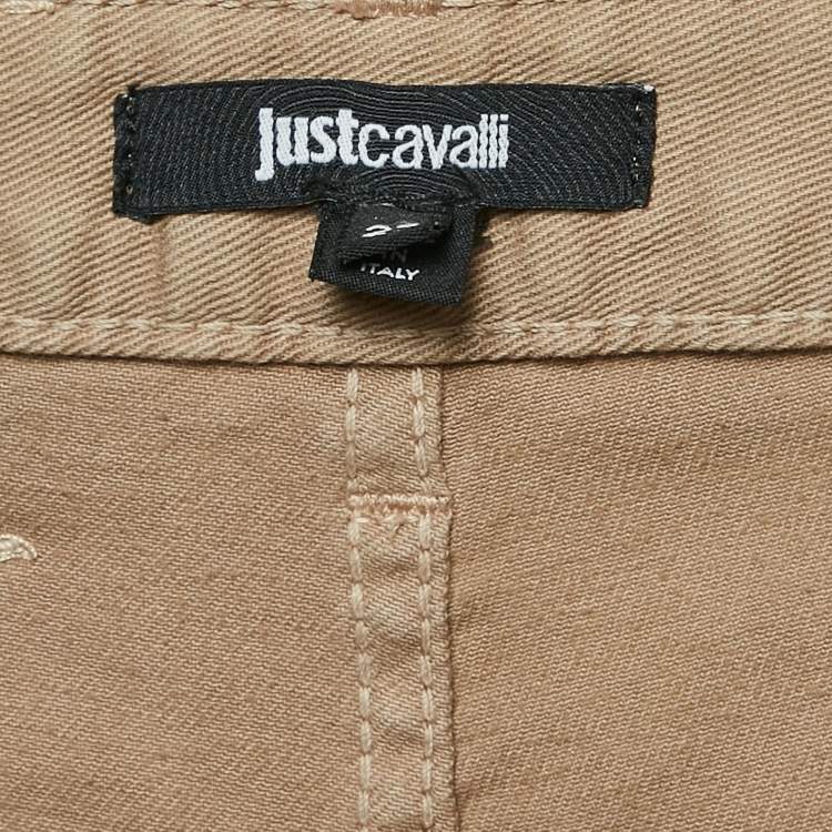 NWT- Just Cavalli Ladies Straight Metallic Gold Jeans - Size 27