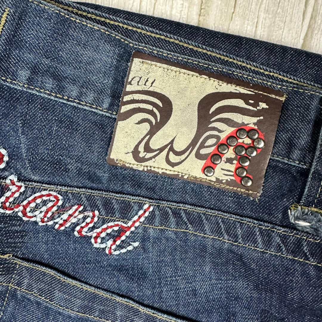 Replay Italy Mens Y2K Logo Seat Bootcut Jeans- Size 34