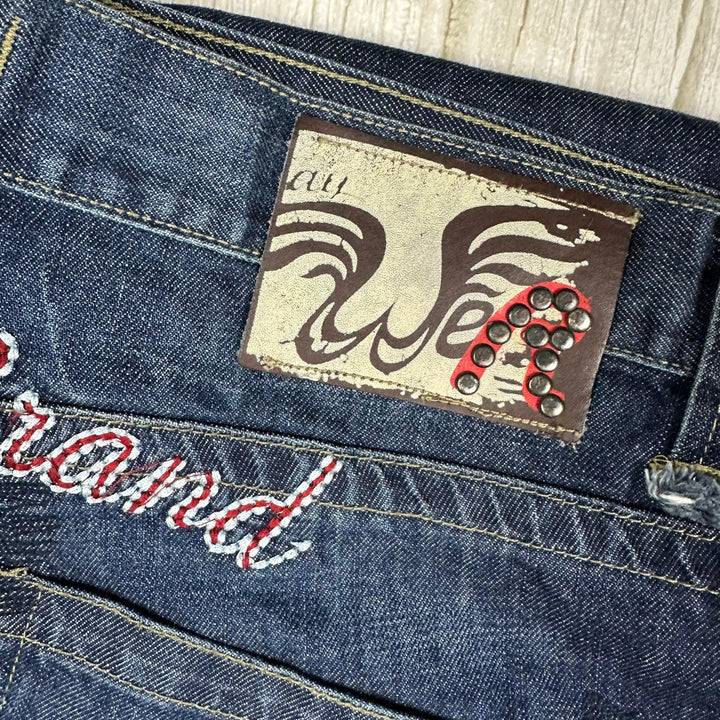 Replay Italy Mens Y2K Logo Seat Bootcut Jeans- Size 34