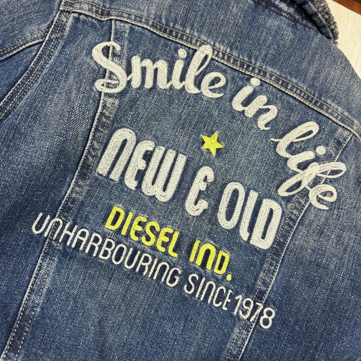 Diesel Kids Embroidered Logo Back Denim Jacket  - Size 6-8Y