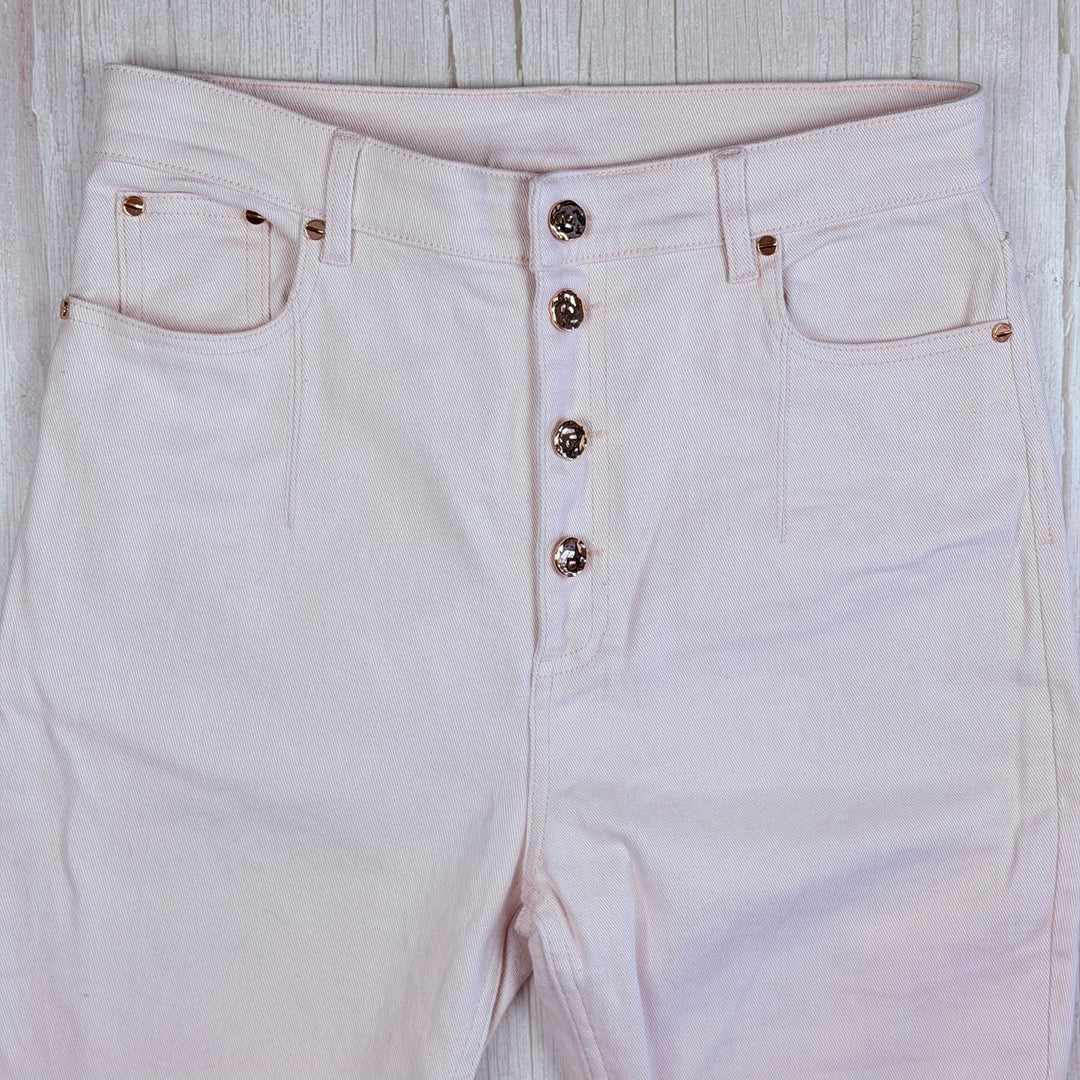 Acler Exposed Button Ivory High Rise Jeans -Size 12