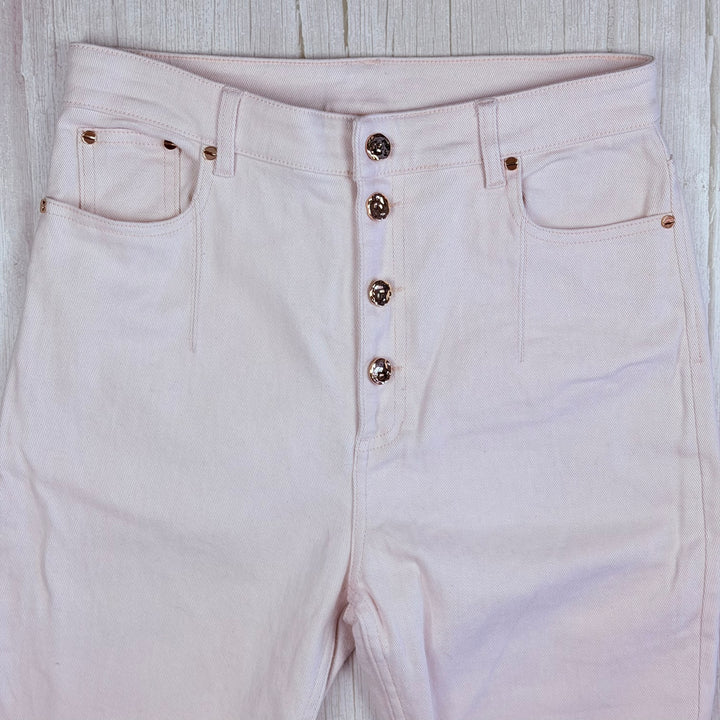 Acler Exposed Button Ivory High Rise Jeans -Size 12