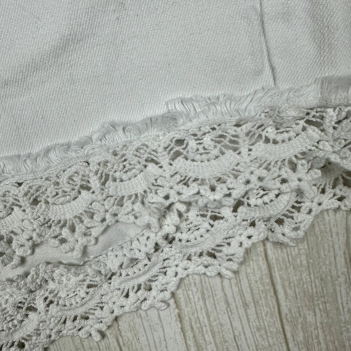 Superdry White Lace Trim Denim Shorts -Size 28