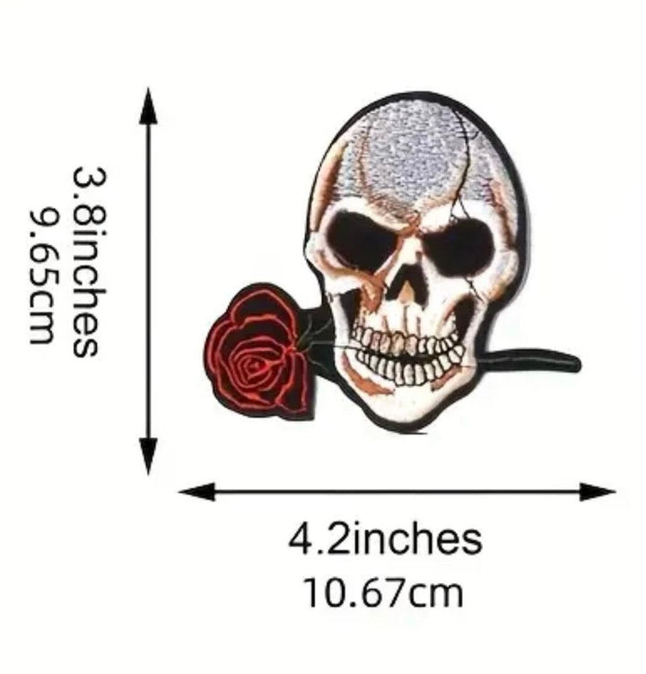 Skull with Rose - Embroidered Patch