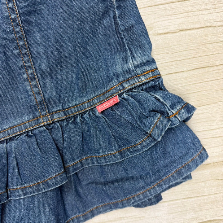 Fred Bare Girls Denim Frilled Dress Lace up sides - Size 5